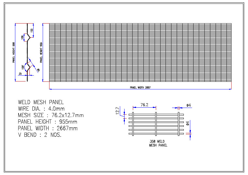 Anti climbing secure fencing weldmesh panel