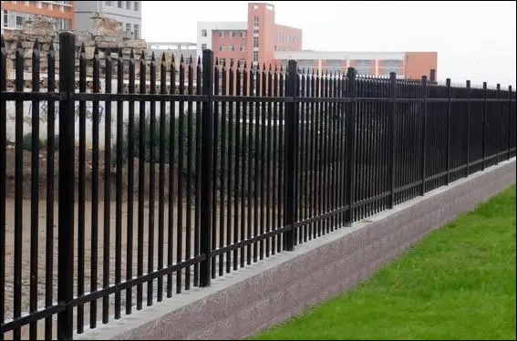2.4m high black vinyl coated palisade fence