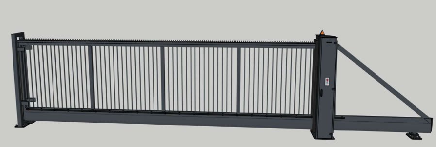 Heavy duty cantilever sliding gate for perimeter security fencing system