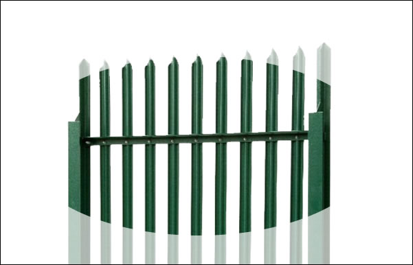 Spear top fence panels of pales, posts and rails