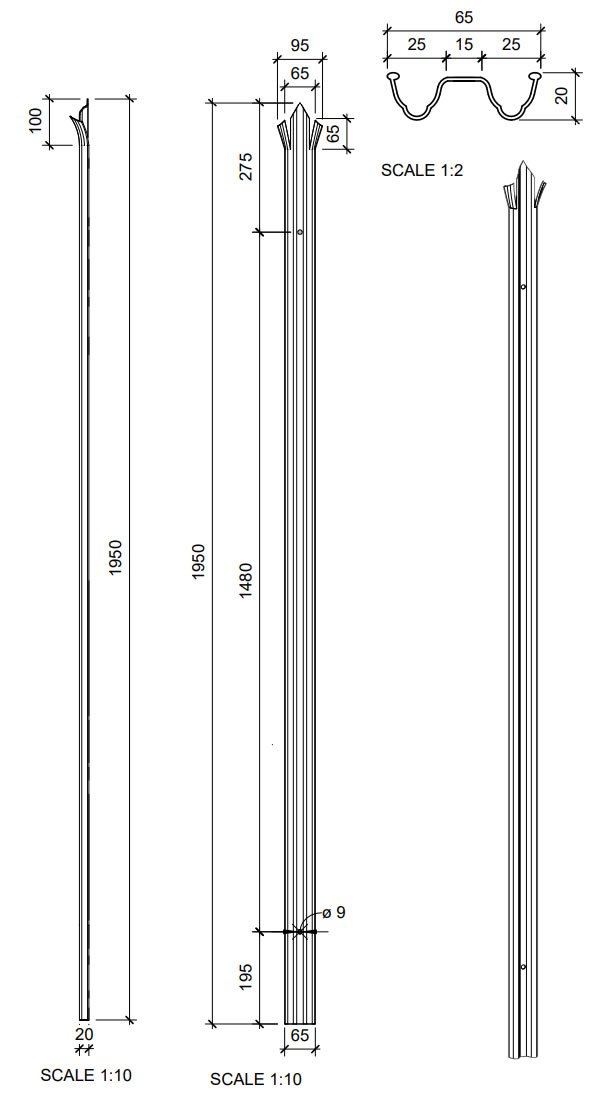 2.35mm steel palisade hot rolled galvanized security fencing 1950mm