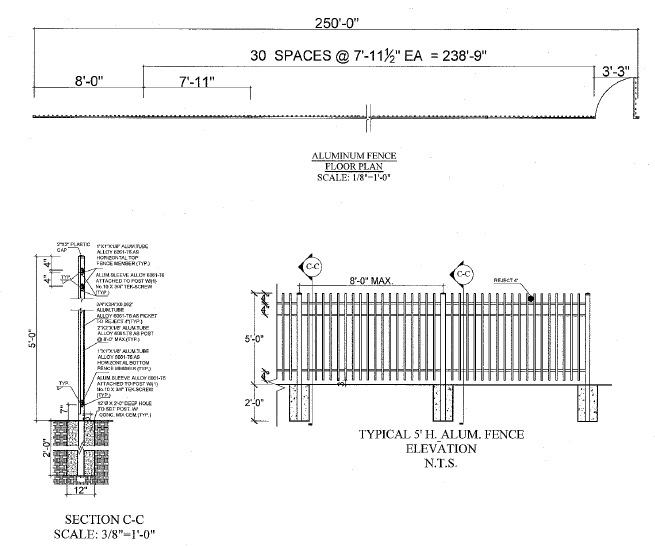 Black powder coated aluminum fence