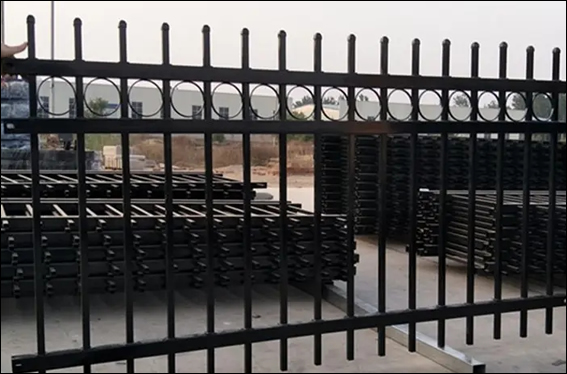 Black round pale palisade fencing