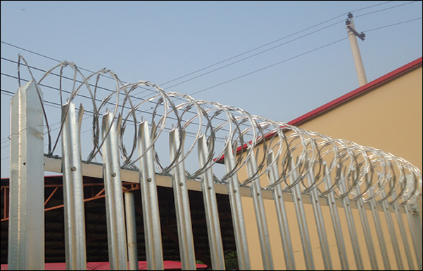 H.V.Transformer secure fencing panels with concertina barb wire coils