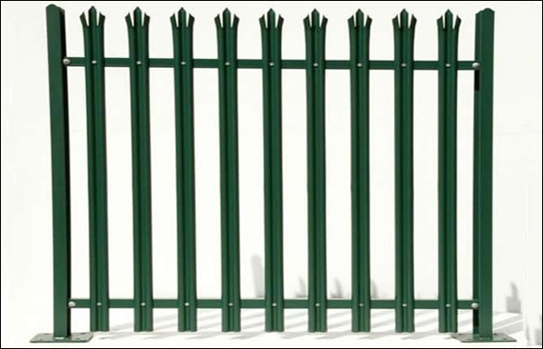 Industrial palisade fenceing green powdered coated galvanised finish