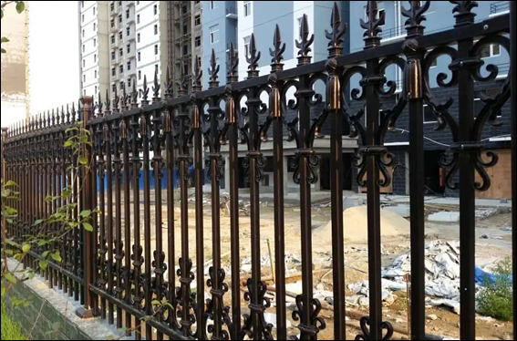 3m high wrought iron black palisade fence